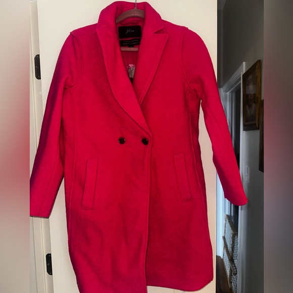 NWT J.CREW DAPHNE TOPCOAT IN ITALIAN BOILED WOOL BRIGHT ROSE J4864 - Picture 1 of 3